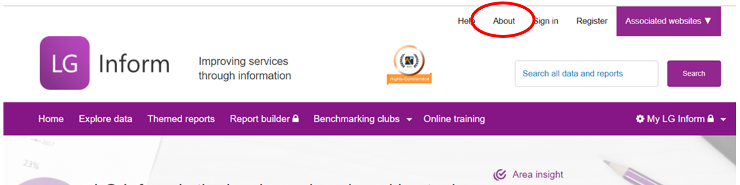  Screenshot showing the location of the About tab