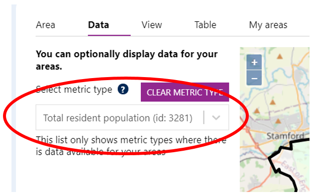 Screenshot showing the data being selected and fixed in place.