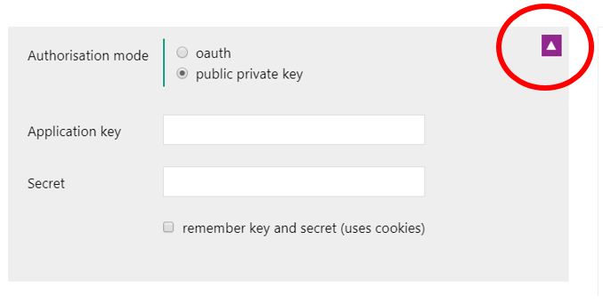 Screenshot of the entering the application key dialogue box with where to click to lose highlighted