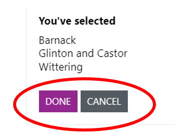 Screenshot with the 'Done' button circled.