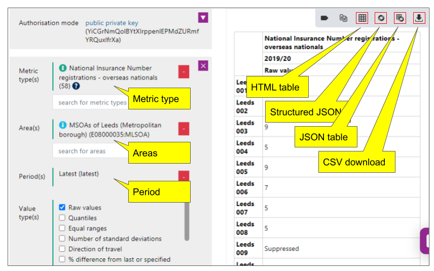 Image of the data tool page