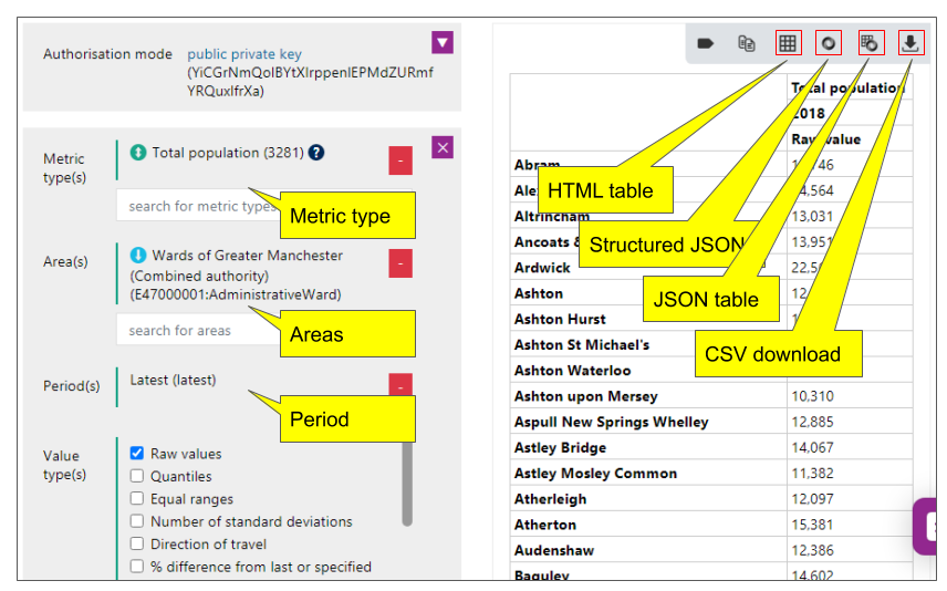Image of the data tool page