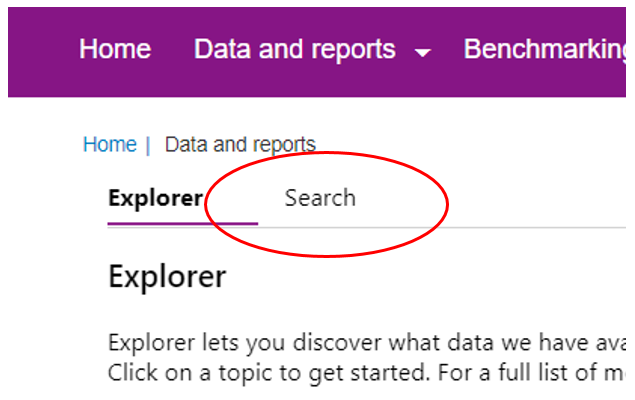 Screenshot showing LG Inform data Search tab circled.