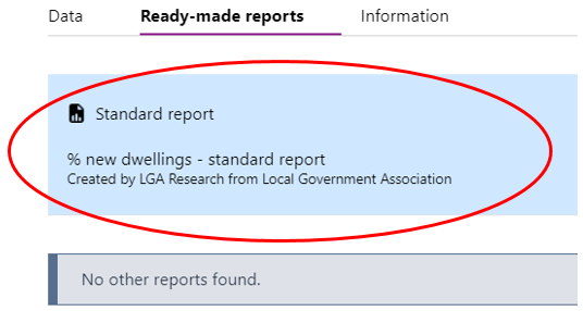 Screenshot showing list of reports available where this metric features. E.g. The standard and other user reports that will open up in LG Inform
