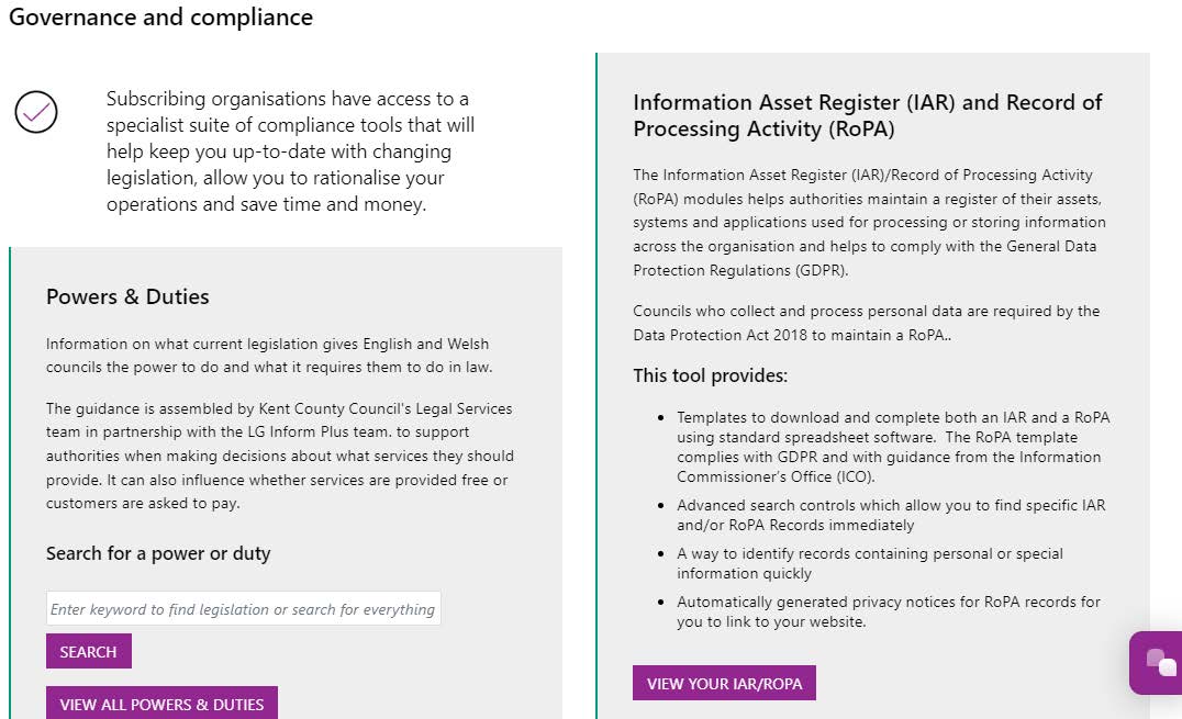 A screenshot of the RoPA application