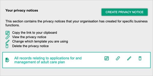 A screenshot of the RoPA application